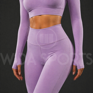 2026 New Women Solid <b>Flare</b> <b>Leggings</b> Yoga Set High Waisted Fitness Long Sleeve Crop Top Breathable Eco-Friendly Workout Gym Wear - Product Image 5