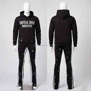 Nouvel ensemble de survêtement streetwear pour homme avec sweat à capuche à cordon de serrage, 100 % coton, coupe-vent, tenue de sport - Product Image 4