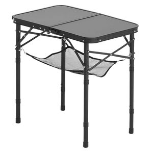 Tavolo da Campeggio Pieghevole in Alluminio e MDF con Altezza Regolabile, Leggero e Portatile, con Maniglia e Rete per il Trasporto, Ideale per la Spiaggia - Product Image 6