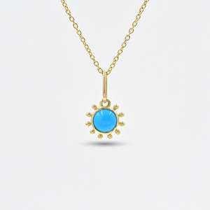 Colgante de turquesa hecho a mano, delicado collar de plata de ley 925 chapado en oro de 14k, joyería fina para mujer - Product Image 4