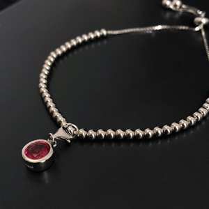 Pulsera con dijes de piedra de nacimiento de plata de ley con rubí, piedra de nacimiento de julio, regalo para mujer - Product Image 6