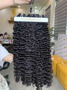 Extensiones de cabello natural 100% virgen euroasiático rizado crudo sin procesar vietnamita de 8 pulgadas de longitud estirada - Product Image 4