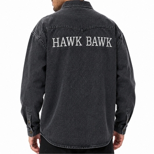Chemise en jean délavé sur mesure pour homme, qualité supérieure, manches longues, tissu doux, logo personnalisé, service OEM, coupe classique, col rabattu - Product Image 2