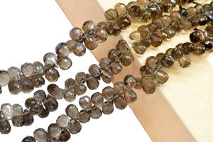 Perles facettées en quartz fumé de qualité supérieure 5*8mm, 8 pouces, taille du trou 0.40mm, Indian Gem Store pour la fabrication de bijoux - Product Image 5