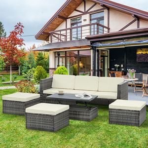 5 Set di mobili da giardino in vimini in PE stagionale con tavolo da caffè e divano da salotto mobili da esterno - Product Image 5