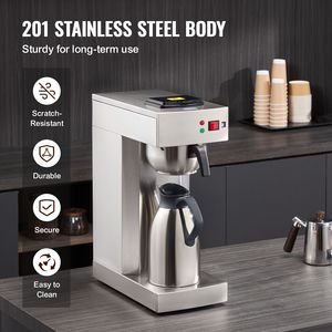 Cafetera comercial de goteo de acero inoxidable de 12 tazas con jarra térmica, tipo vertido, para café caliente o frío, para uso hotelero, enchufe del Reino Unido - Product Image 5