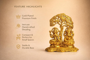 Estatua de Metal Hecha a Mano de Lakshmi Ganesha de 7.5 Pulgadas para Decoración del Hogar, Pooja, Diwali, Bodas, Regalo Indio, Figura Religiosa, Arte - Product Image 3