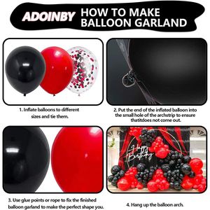 Kit Arco Nuziale Rosso e Nero 140 Pezzi Palloncini di Diverse Dimensioni e Ghirlanda di Coriandoli Palloncini Rossi e Neri per Feste - Product Image 2
