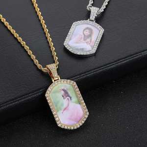 Colgante de Plata con Moissanita para Foto Personalizada de Perro, Cadena de Cuerda, Regalo con Halo, Chapado en Oro, Estilo Hiphop, Unisex - Product Image 2
