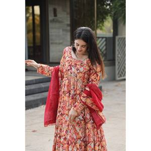 Conjunto de traje de fiesta de diseñador para mujer con parte superior inferior Dupatta-Aspecto elegante y elegante - Product Image 2