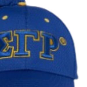 หมวกแก๊ป Sigma Gamma Rho 3 ตัวอักษรกรีกแบบ Flex Fit หมวกเบสบอลสั่งทำพิเศษสำหรับชมรมนักศึกษา ปักโลโก้ ปรับขนาดได้ สำหรับทุกเพศ สีน้ำเงินรอยัลทอง - Product Image 6