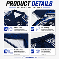 Tenues de rugby à faible MOQ, écologiques, respirantes, séchage rapide, sublimation, col en V, vêtements d'équipe 100 % polyester, vente en gros, logo personnalisé