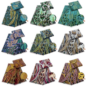 6 Yards 100% Coton Super Pailleté Tissu Imprimé Wax Africain Afrique Pagne Peigné Technique Tissé Uni Extensible - Product Image 3