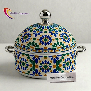 Luxury 3 Piece Stainless Steel Enamel Coated Moroccan Style Insulated Casserole <b>Set</b> Hot <b>Pot</b> Food Warmer Serving Dish Stock <b>Pot</b> - Product Image 4
