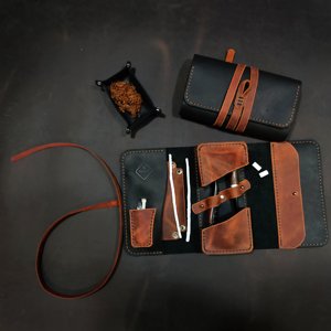 Durable Full Grain Leather Pipe <b>Roll</b> Storage Case Custom Logo Tobacco Pipe Travel Bag Pouch <b>Kit</b> PRB-0030 - Product Image 4