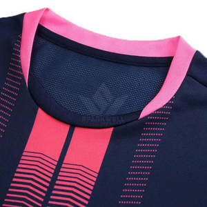 Men's Soccer Jersey Set Navy <b>Pink</b> Striped Short Sleeve Moisture Wicking Breathable Athletic Fit All Seasons 100% Polyester - Product Image 6