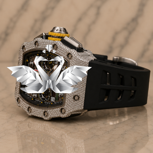 High End Chronograph Watch <b>for</b> <b>Men</b> Full Moissanite Paved <b>Silver</b> Plated Stainless Steel Luxury Jewelry by Stirlin.co - Product Image 1