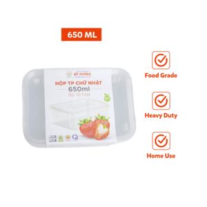 550ml Clear BPA Free Plastic Bento Lunch Box Rectangular Food Storage <b>Container</b> Safe Spill-Proof Leftover Box for Family Kitchen - Product Image 2
