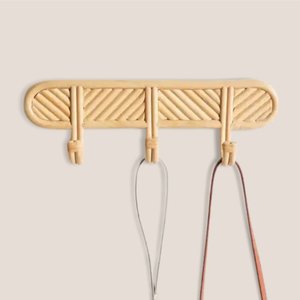 Handmade Rattan Wall <b>Hook</b> Rack Natural Woven Coat Hat Bag Holder Wall Mounted Organizer for Entryway Bedroom Decor - Product Image 3