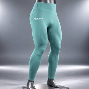 Leggings de compression longs pour hommes, couleur unie, fermeture éclair, en Spandex et Nylon, pour le sport - Product Image 1