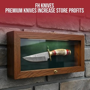 Couteau de chasse artisanal en acier Damas avec manche en corne de cerf, avec étui, lame fixe, personnalisable, OEM, survie, tactique - Product Image 6