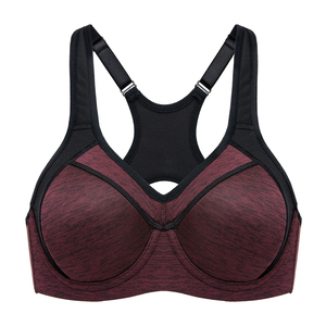 Soutien-gorge de sport pour femme à col en V avec bordure contrastée, maintien moyen, respirant, vêtement de fitness, design sans couture - Product Image 3