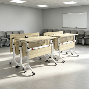AY Office System Modern <b>Foldable</b> Training <b>Table</b> TRH Leg Durable Wood Melamine Top for School Office Workshop Use (V-TRH Series) - Product Image 1