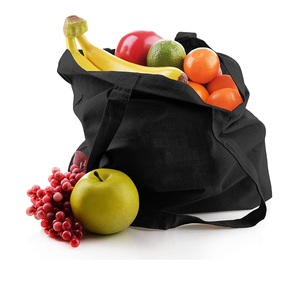 Sac fourre-tout noir léger à faible coût, conception OEM, vente en gros directe d'usine, sac en tissu de coton biologique certifié fin 150 g/m² - Product Image 1