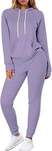 Survêtements de sport personnalisés respirants à carreaux 2-en-1 pour femmes, ensembles de jogging à capuche épais pour couples, en polyester/coton - Product Image 3