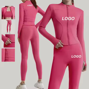 Ensemble de yoga 2 pièces OEM à séchage rapide, respirant, en dentelle, antichoc, sans couture, longueur intégrale, avec short taille haute et cordon de serrage - Product Image 2