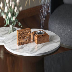 Quemador de incienso de madera tallada con mapa de los Emiratos Árabes Unidos, tapa texturizada, quemador de carbón de Oud de Dubái de lujo para decoración del hogar. - Product Image 4