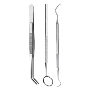 Juego de Exploración Dental de 3 Piezas, Espejo, Explorador y Pinzas de Acero Inoxidable, Reutilizables, Autoclavables, Profesionales, Clínicos - Product Image 5