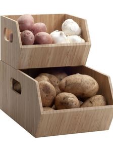 Modern Wooden <b>Pantry</b> Storage Basket Set Standing Type Eco-Friendly Wood Spice Storage <b>Kitchen</b> Use - Product Image 6