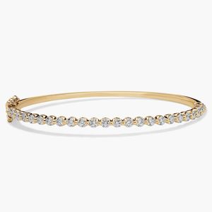 14K Yellow Gold Round Cut Lab Grown Diamond <b>Bangle</b> <b>Bracelet</b> - Product Image 1