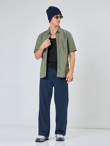 Jean en denim bleu foncé pour homme, coupe large, taille mi-haute, décontracté, ample, uni, vintage, 100 % coton, denim premium délavé, écoresponsable - Product Image 5