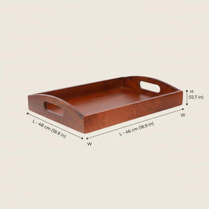 Bandeja Decorativa Rústica de Madera Maciza de Alta Calidad de Brownwood Handicrafts con Asa con Diseño Floral para una Elegante Mesa de Centro - Product Image 3