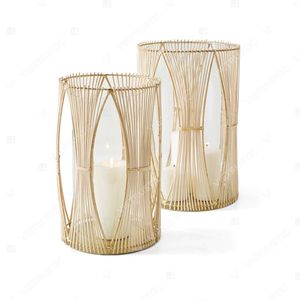 Vietrustic <b>Top</b> Sale Garden Lantern Glass Candle Holder Bamboo Rattan Lantern Wicker Holder Candle - Product Image 2