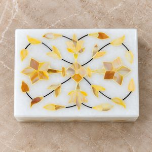 Boîte à bijoux en marbre gravée à la main de luxe avec motif floral, design moderne, produit très demandé, Inde, approvisionnement mondial - Product Image 2