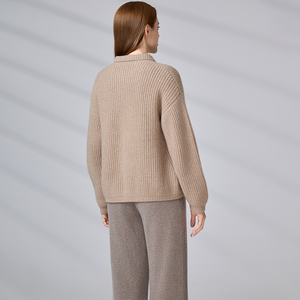 Lapel Collar Oversized Knit Outerwear Sweater Factory Custom <b>Chunky</b> <b>Long</b> Sleeve Rib Knitted <b>Cardigan</b> For Women - Product Image 3