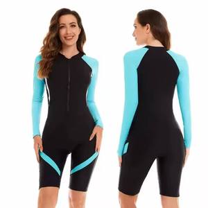 Traje de neopreno unisex sin mangas de poliéster estampado ecológico para remo, negro y turquesa con bloques de color, cremallera en el pecho, cuerpo completo, talla grande, frontal - Product Image 1