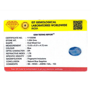 พลอยไพลินสีฟ้าธรรมชาติ 5.27 กะรัต สำหรับเครื่องประดับชั้นดี ขนาด 20 มม. - Product Image 4