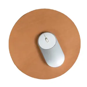 Mouse Pad kulit asli, bantalan Mouse Pad Oval, kulit asli, motif Logo, kustom, bantalan Mouse komputer
