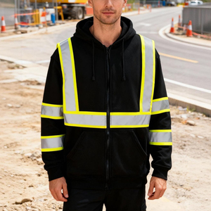 Multi Pocket Utility Safety <b>Jacket</b> High Vis Reflective Stripes Durable Polyester Fabric Workshop Security <b>Construction</b> Gear - Product Image 5