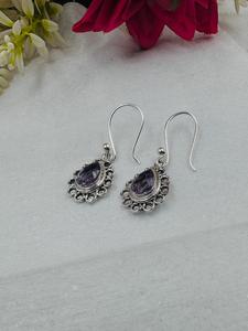 Wholesale Natural Amethyst Dangle <b>Earrings</b> 925 Silver Plated Teardrop Purple Gemstone <b>Hook</b> <b>Earrings</b> for Women Fashion Jewelry - Product Image 3