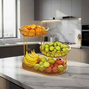 Cesta de Almacenamiento de Frutas y Verduras de Metal de 3 Niveles, Organizador de Cocina, Estante para Frutas y Verduras, Cesta de Almacenamiento de Productos para Encimera, Ahorra Espacio - Product Image 1