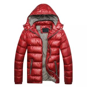 Veste matelassée à capuche pour homme, chaude et épaisse, avec fermeture éclair, décontractée, couleur unie, en rouge, bleu, orange, noir - Product Image 3