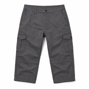 <b>Men's</b> Cargo Capri <b>Pants</b> <b>Three</b> <b>Quarter</b> Utility Trousers Multi Pocket Casual Workwear 100% Cotton Canvas Mid Waist OEM ODM - Product Image 3