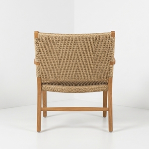 Fauteuil en teck massif avec corde tressée, chaise de salle à manger moderne, mobilier commercial pour hôtels et restaurants, fournisseur OEM d'exportation de Jepara, Indonésie - Product Image 3