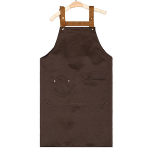 <b>Bib</b> <b>Apron</b> Canvas Brown With Pockets Machine Washable For Cooking Daily Use Simple Style Wholesale Customizable Logo <b>Aprons</b> - Product Image 2