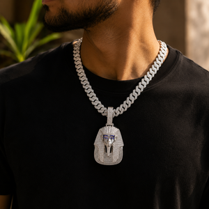 Pendentif Pharaon de Luxe en Argent Sterling 925 avec Moissanite GRA, Style Hip Hop, Diamant Rond Taillé - Product Image 4